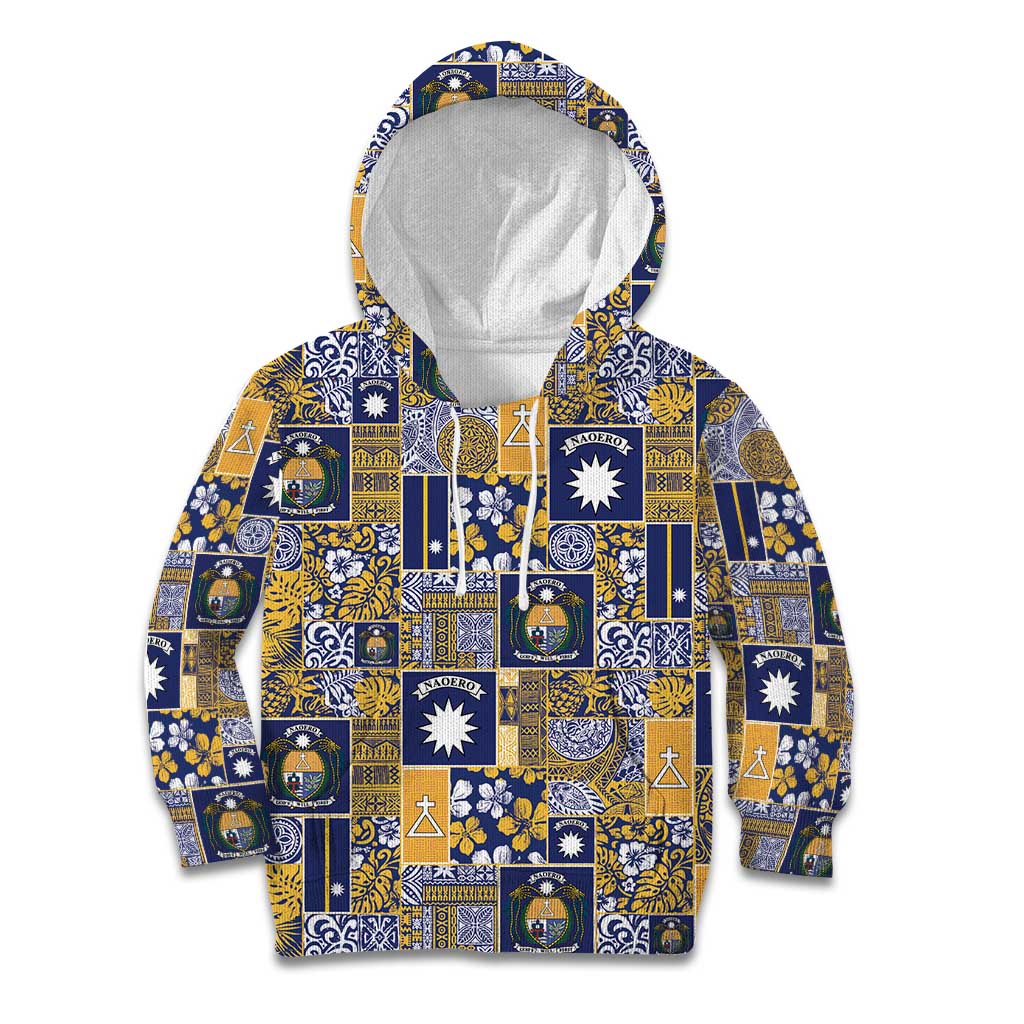 Ekamawir omo Nauru Kid Hoodie Pacific Patchwork Xmas Vibes LT9 Hoodie Blue - Polynesian Pride