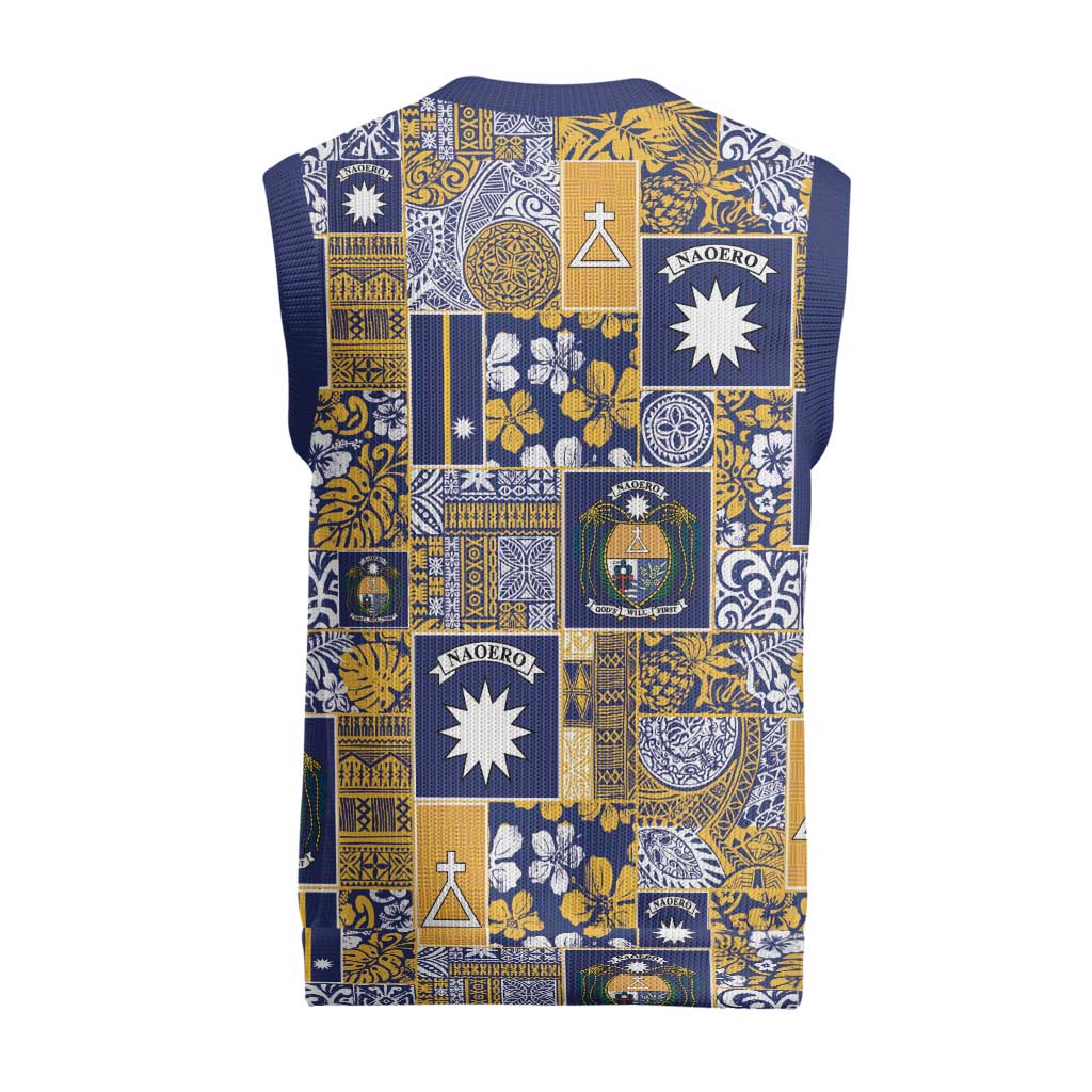 Ekamawir omo Nauru Christmas Knitted V-Neck Vest Pacific Patchwork Xmas Vibes LT9 - Polynesian Pride