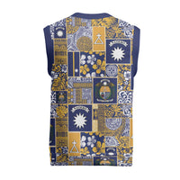 Ekamawir omo Nauru Christmas Knitted V-Neck Vest Pacific Patchwork Xmas Vibes LT9 - Polynesian Pride