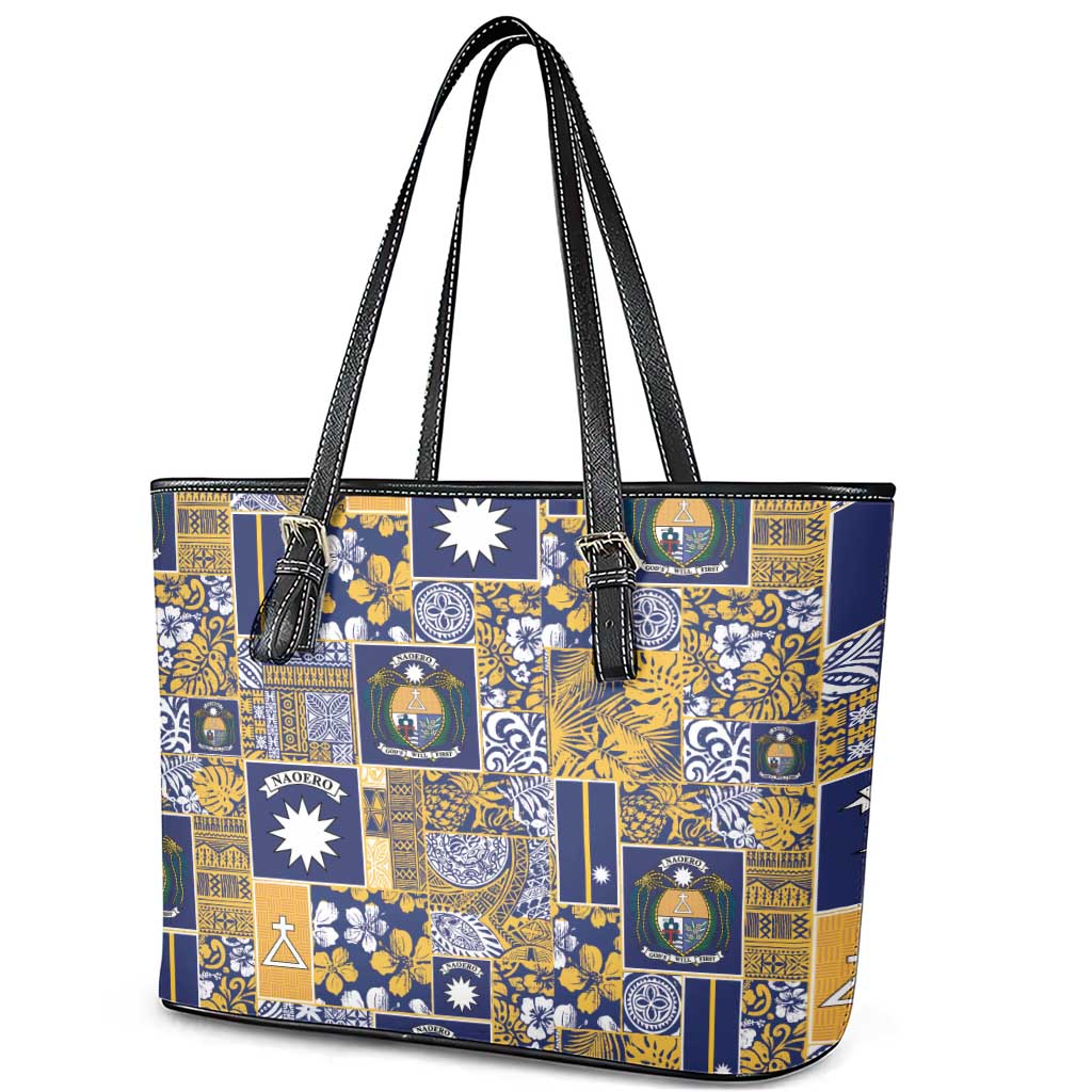 Ekamawir omo Nauru Leather Tote Bag Pacific Patchwork Xmas Vibes LT9 - Polynesian Pride