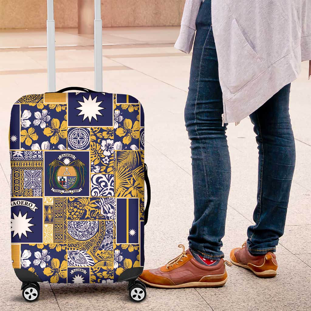 Ekamawir omo Nauru Luggage Cover Pacific Patchwork Xmas Vibes LT9 Blue - Polynesian Pride