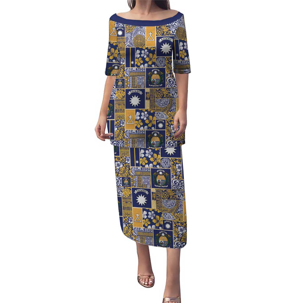 Ekamawir omo Nauru Puletasi Pacific Patchwork Xmas Vibes LT9 Long Dress Blue - Polynesian Pride