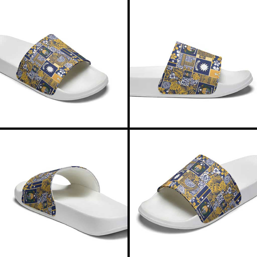 Ekamawir omo Nauru Slide Sandals Pacific Patchwork Xmas Vibes LT9 - Polynesian Pride
