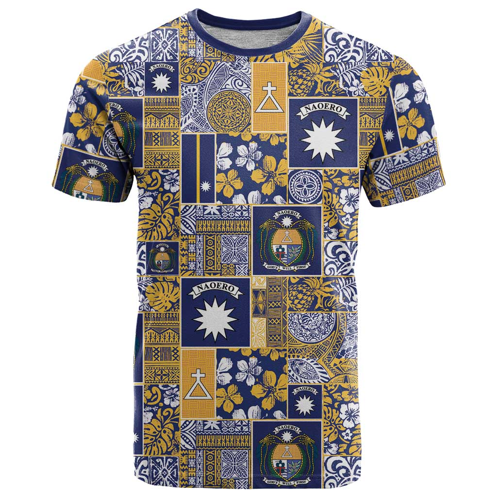 Ekamawir omo Nauru T Shirt Pacific Patchwork Xmas Vibes LT9 Blue - Polynesian Pride