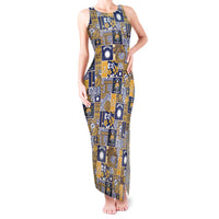 Ekamawir omo Nauru Tank Maxi Dress Pacific Patchwork Xmas Vibes LT9 Women Blue - Polynesian Pride