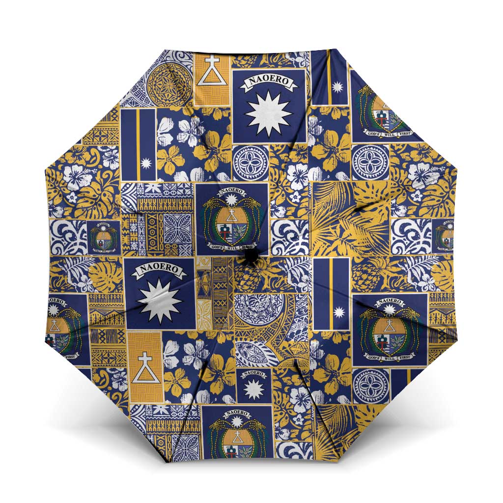 Ekamawir omo Nauru Umbrella Pacific Patchwork Xmas Vibes LT9 One Size Folded 11.42 inch Opened Diameter 37.4 inch Blue - Polynesian Pride