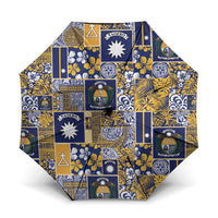 Ekamawir omo Nauru Umbrella Pacific Patchwork Xmas Vibes LT9 One Size Folded 11.42 inch Opened Diameter 37.4 inch Blue - Polynesian Pride