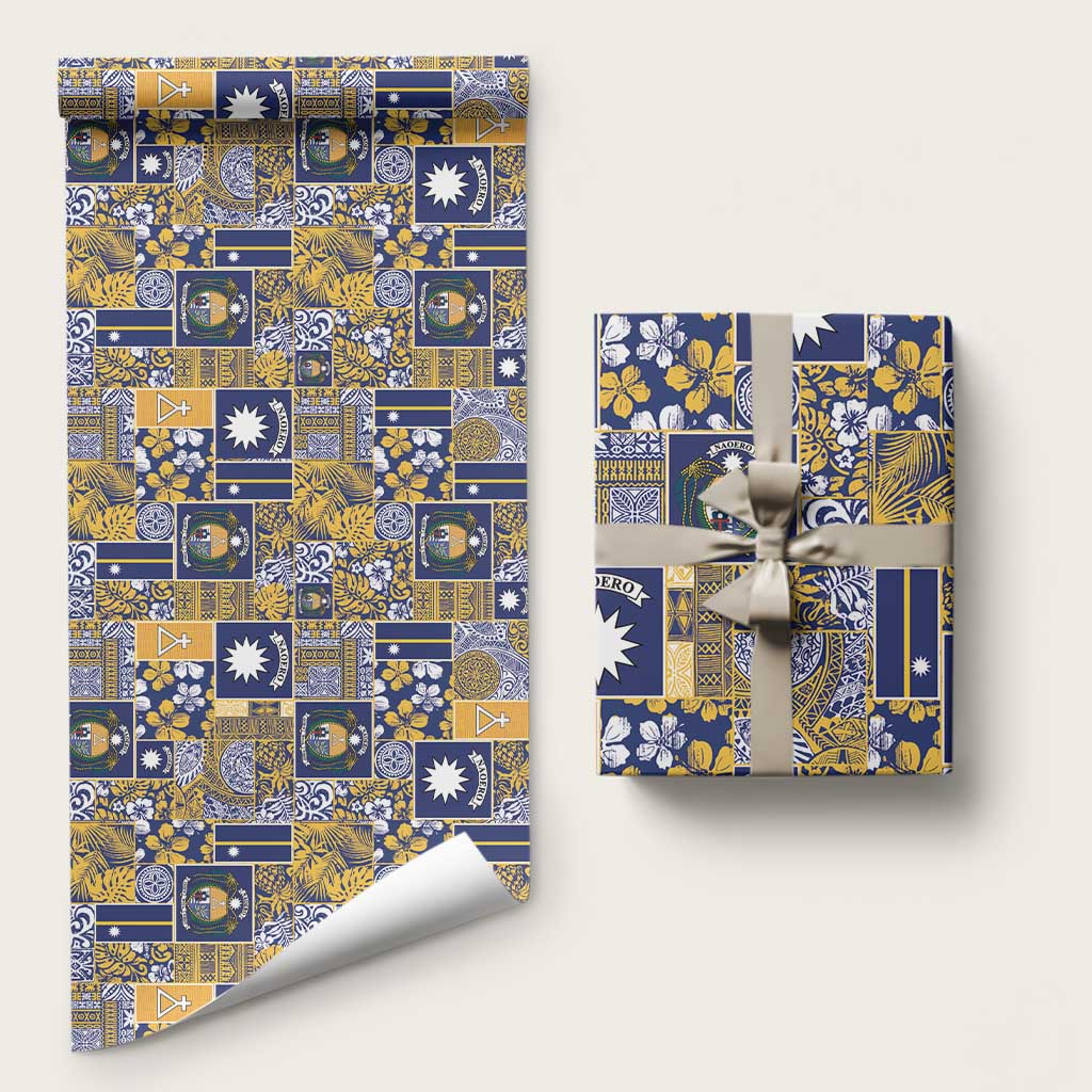 Ekamawir omo Nauru Wrapping Paper Pacific Patchwork Xmas Vibes LT9 58" × 23" Blue - Polynesian Pride