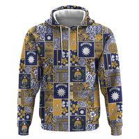 Ekamawir omo Nauru Zip Hoodie Pacific Patchwork Xmas Vibes LT9 Zip Hoodie Blue - Polynesian Pride