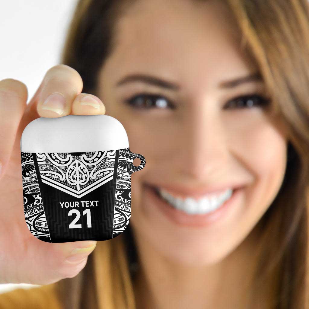 New Zealand Black Fern Custom AirPods Case Maori Tukutuku Black-white Motif LT9 White - Polynesian Pride