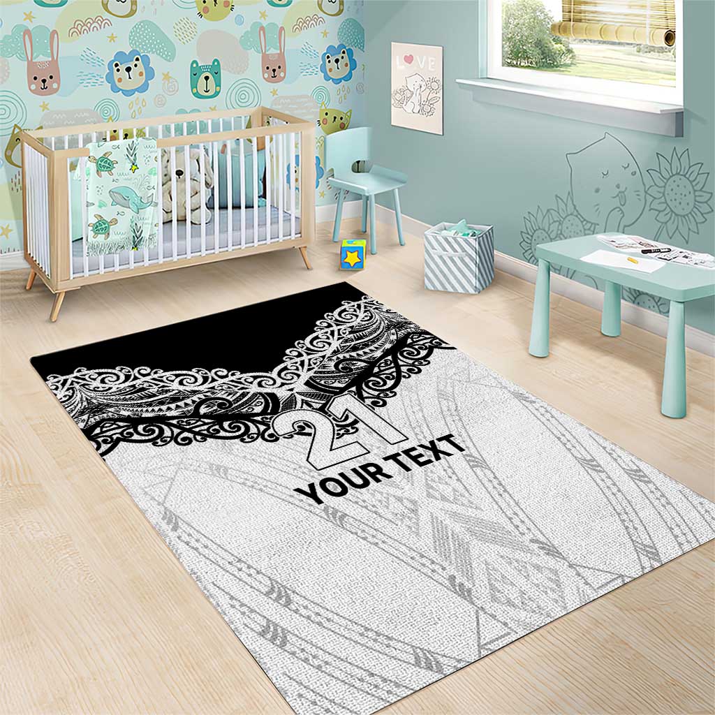 New Zealand Koru Fern Custom Area Rug Simple Taniko Motif LT9 - Polynesian Pride