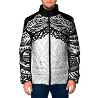 New Zealand Koru Fern Custom Padded Jacket Simple Taniko Motif LT9 Men White - Polynesian Pride