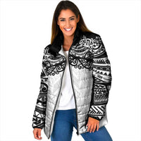 New Zealand Koru Fern Custom Padded Jacket Simple Taniko Motif LT9 Women White - Polynesian Pride
