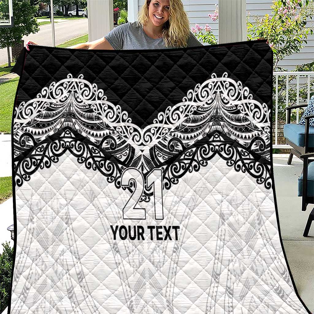 New Zealand Koru Fern Custom Quilt Simple Taniko Motif LT9 White - Polynesian Pride