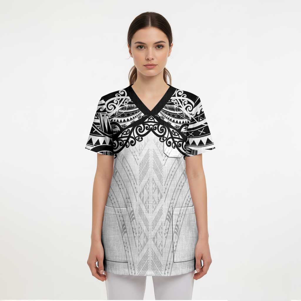 New Zealand Koru Fern Custom Scrub Top Simple Taniko Motif LT9 - Polynesian Pride