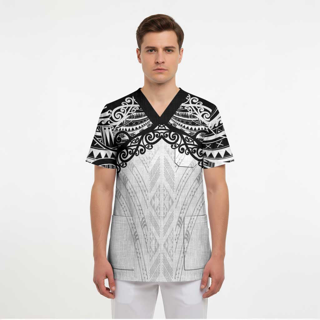 New Zealand Koru Fern Custom Scrub Top Simple Taniko Motif LT9 - Polynesian Pride