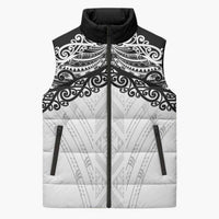 New Zealand Koru Fern Custom Sleeveless Puffer Jacket Simple Taniko Motif LT9 Unisex White - Polynesian Pride