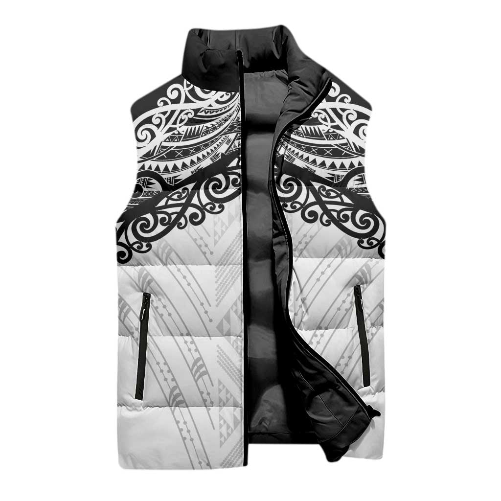 New Zealand Koru Fern Custom Sleeveless Puffer Jacket Simple Taniko Motif LT9 - Polynesian Pride