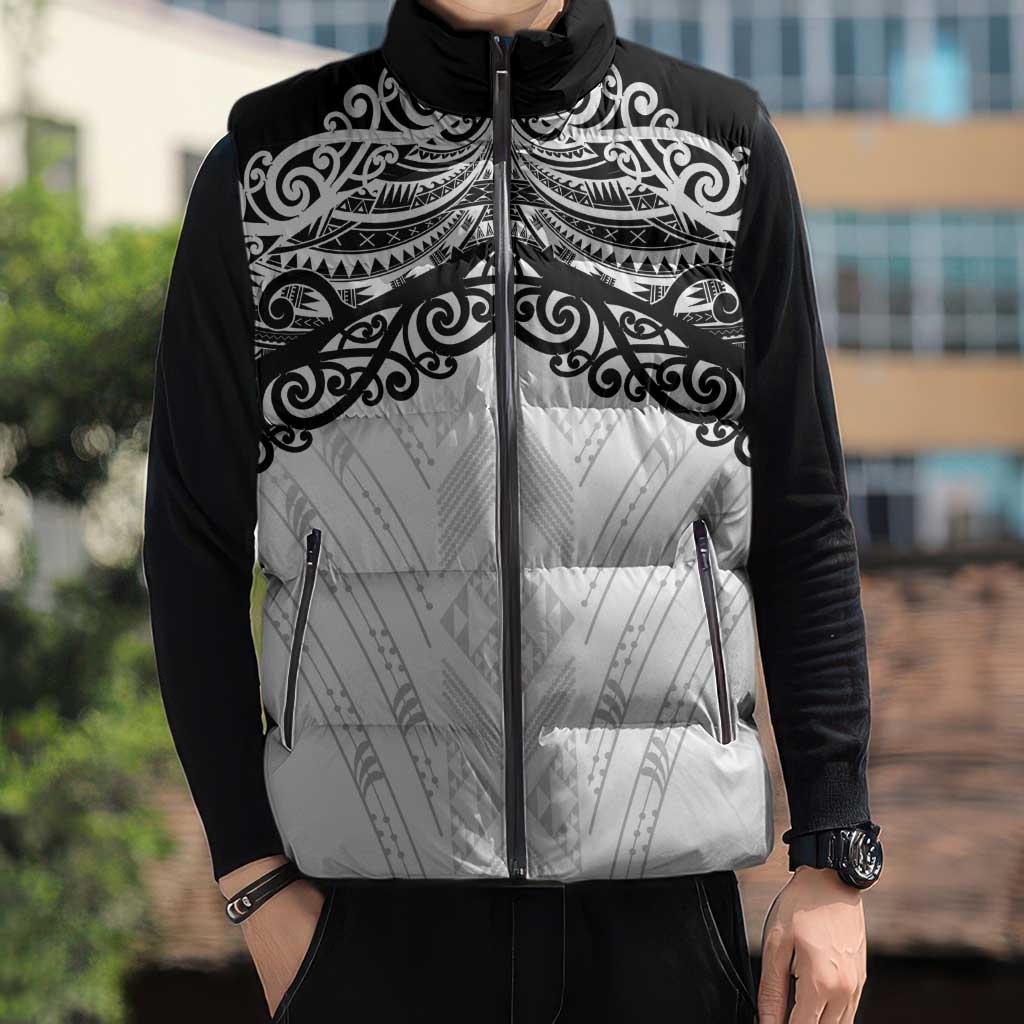 New Zealand Koru Fern Custom Sleeveless Puffer Jacket Simple Taniko Motif LT9 - Polynesian Pride