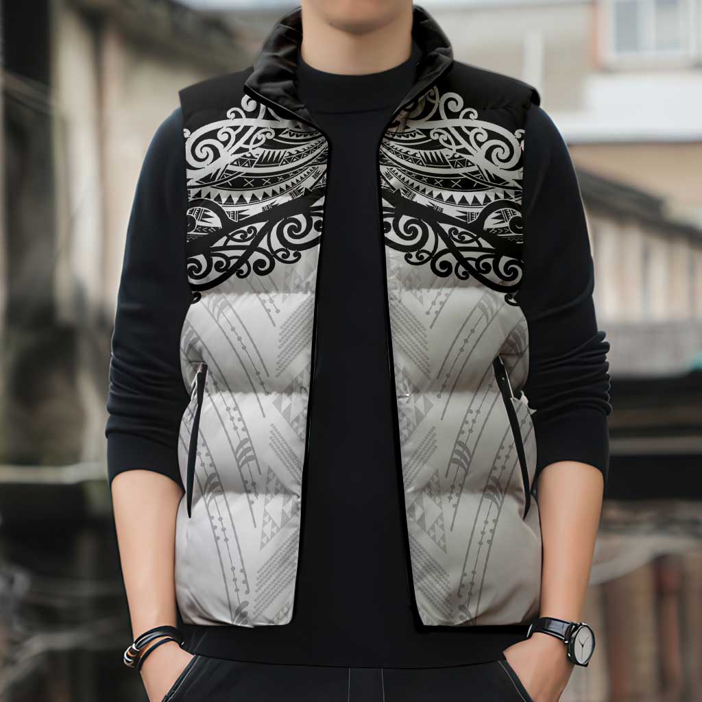New Zealand Koru Fern Custom Sleeveless Puffer Jacket Simple Taniko Motif LT9 - Polynesian Pride