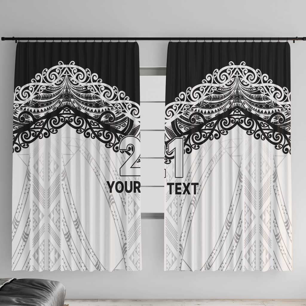New Zealand Koru Fern Custom Window Curtain Simple Taniko Motif LT9 With Hooks White - Polynesian Pride