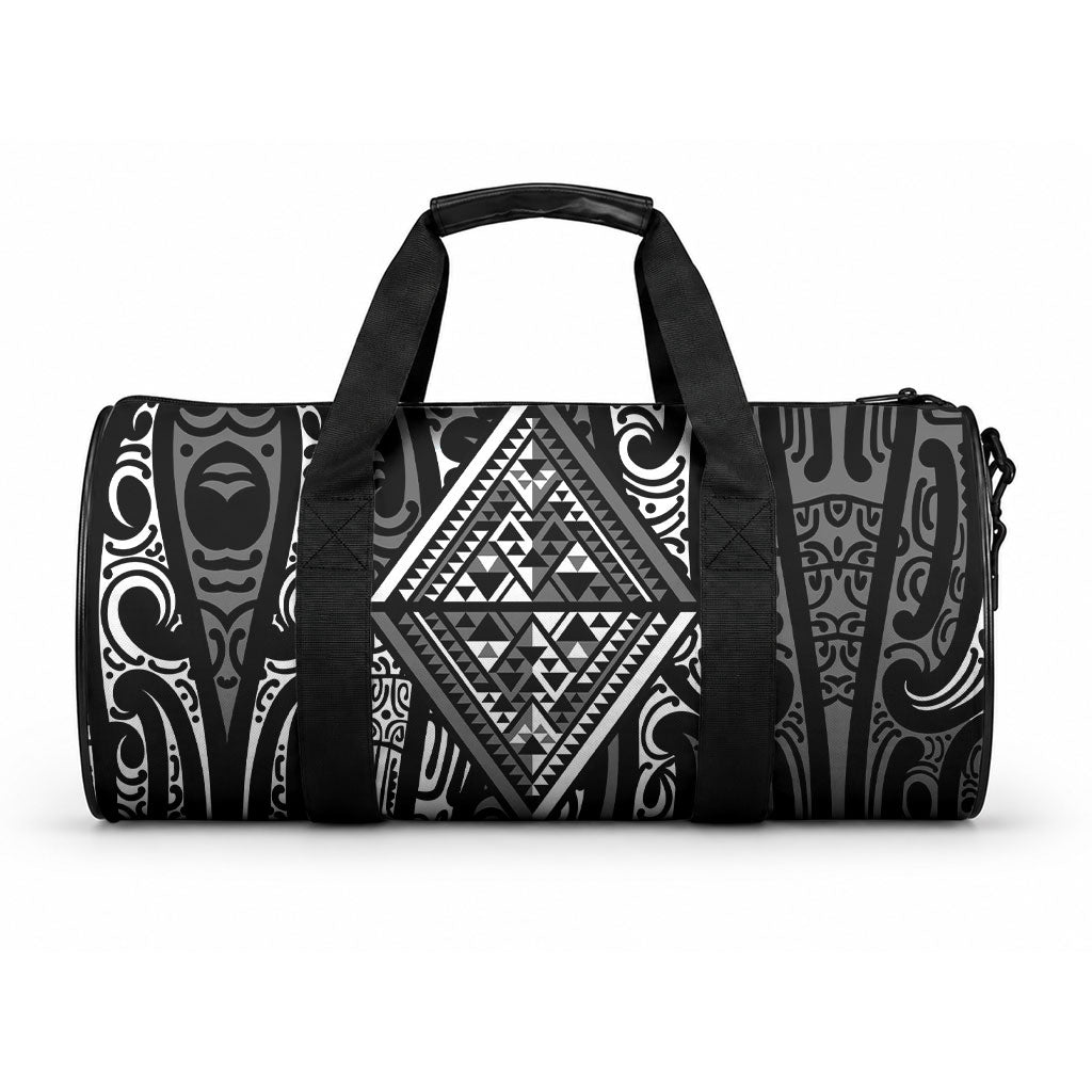 New Zealand Maori Taniko Duffle Bag Black Kowhaiwhai Puhoro LT9 One size Black - Polynesian Pride
