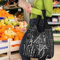 New Zealand Maori Taniko Grocery Bag Black Kowhaiwhai Puhoro LT9 - Polynesian Pride