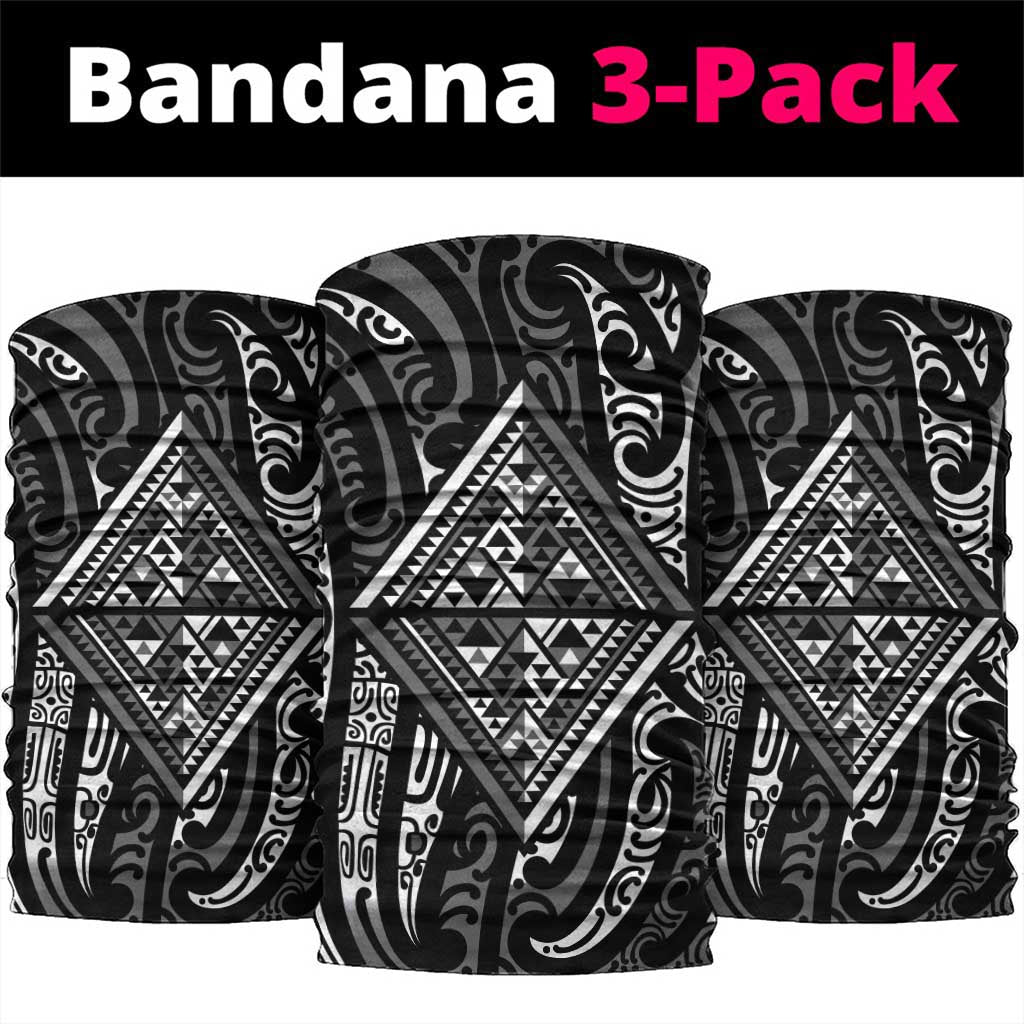 New Zealand Maori Taniko Neck Gaiter Black Kowhaiwhai Puhoro LT9 package One Size: 25*50cm Black - Polynesian Pride