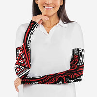 New Zealand Maori Taniko Arm Sleeves Red Kowhaiwhai Puhoro LT9 - Polynesian Pride