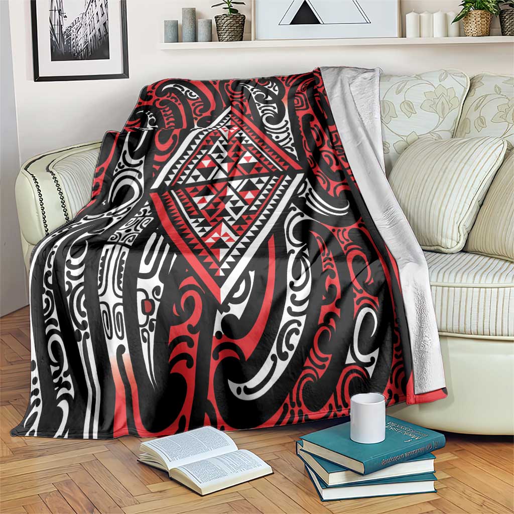 New Zealand Maori Taniko Blanket Red Kowhaiwhai Puhoro LT9 Red - Polynesian Pride