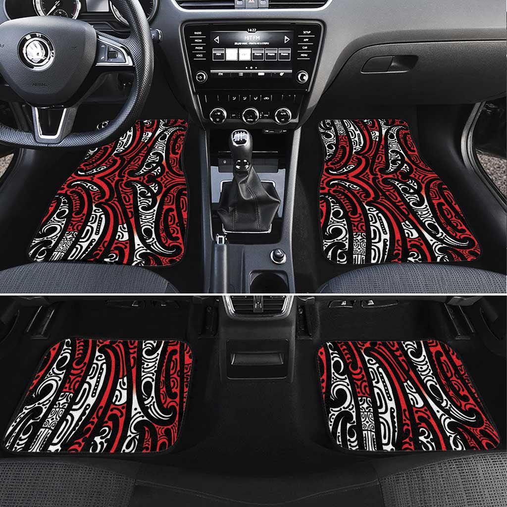 New Zealand Maori Taniko Car Mats Red Kowhaiwhai Puhoro LT9 Set 4pcs Red - Polynesian Pride
