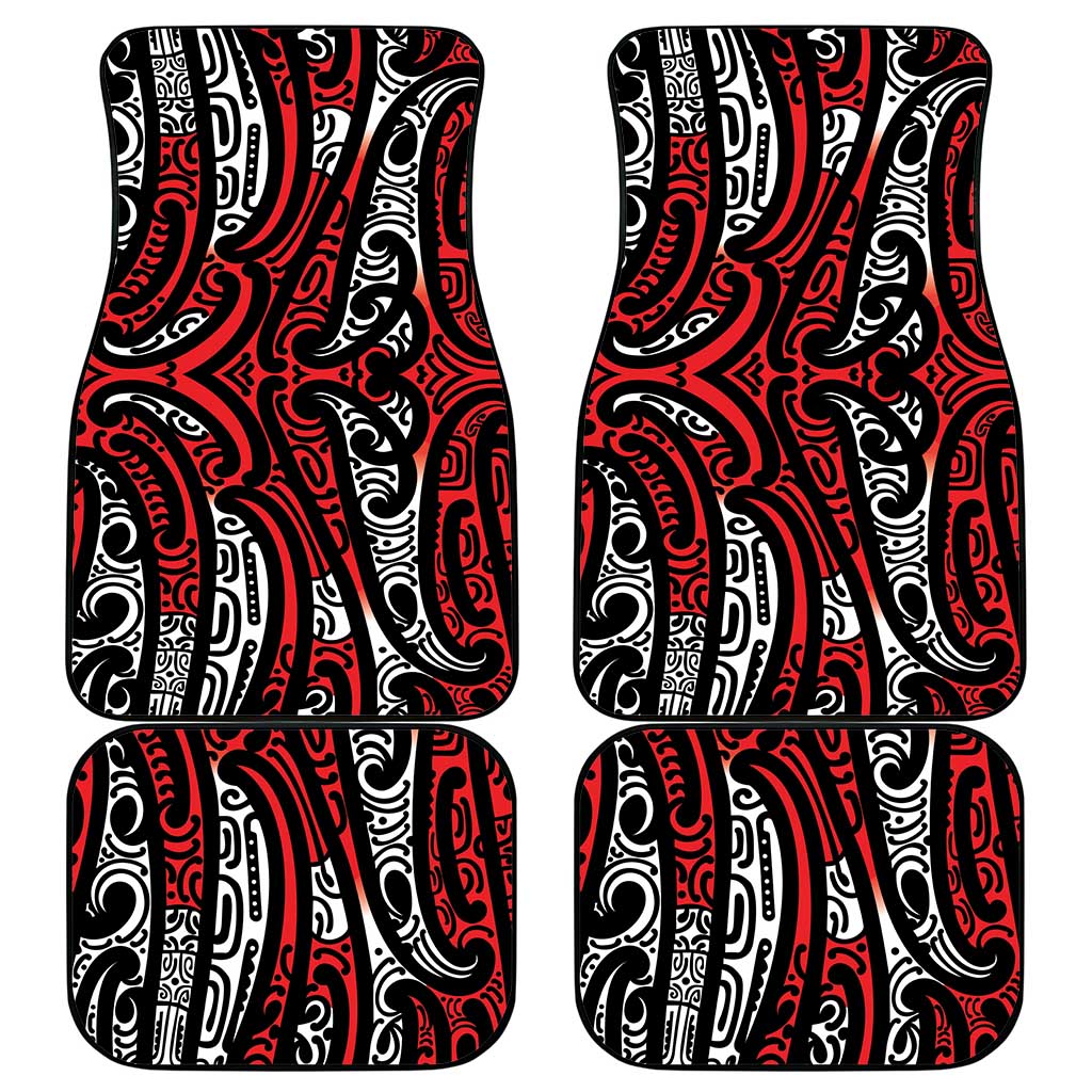 New Zealand Maori Taniko Car Mats Red Kowhaiwhai Puhoro LT9 - Polynesian Pride