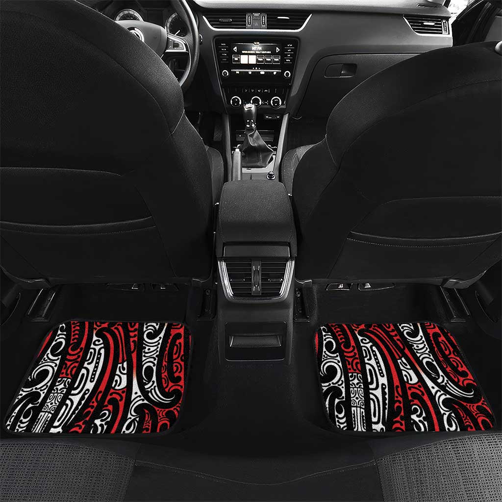 New Zealand Maori Taniko Car Mats Red Kowhaiwhai Puhoro LT9 Set 2pcs - Back Red - Polynesian Pride