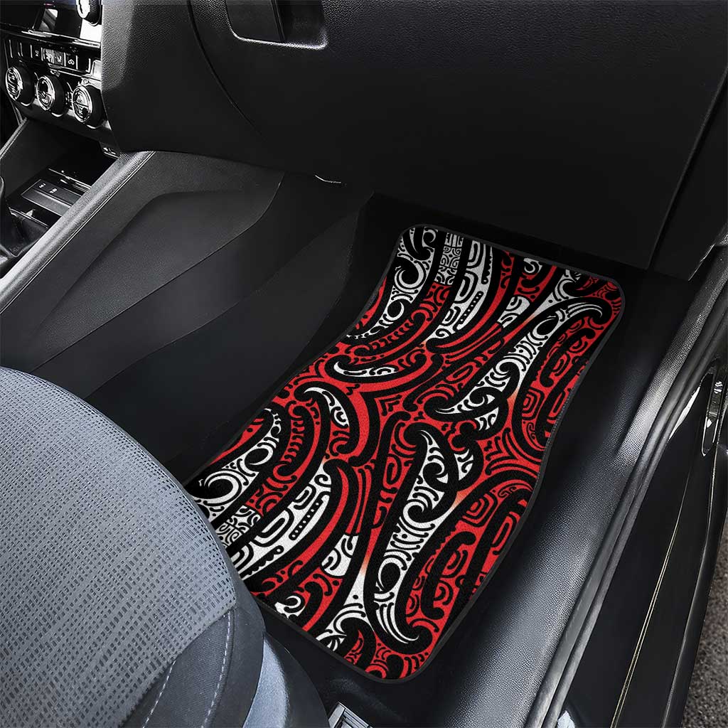 New Zealand Maori Taniko Car Mats Red Kowhaiwhai Puhoro LT9 - Polynesian Pride