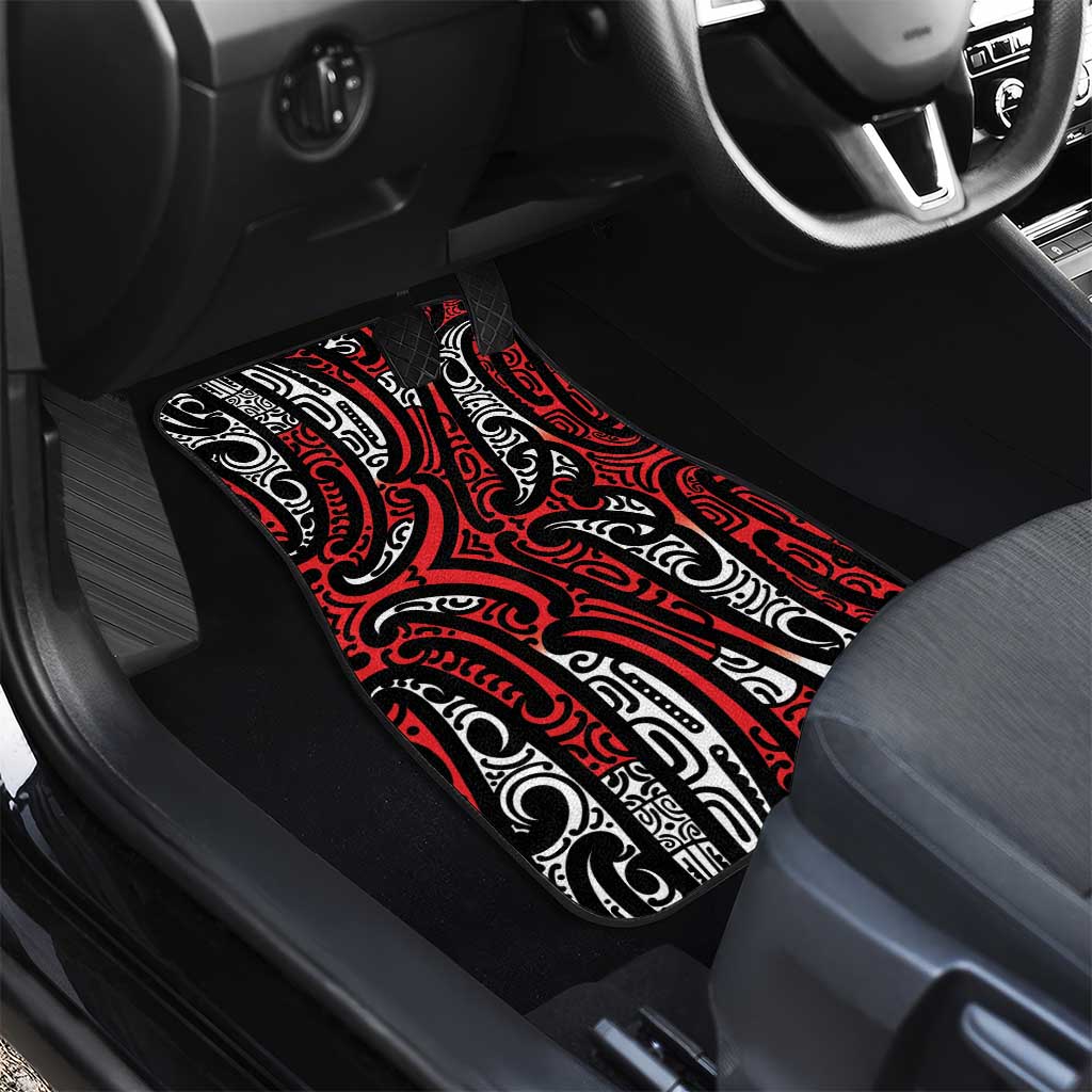 New Zealand Maori Taniko Car Mats Red Kowhaiwhai Puhoro LT9 - Polynesian Pride