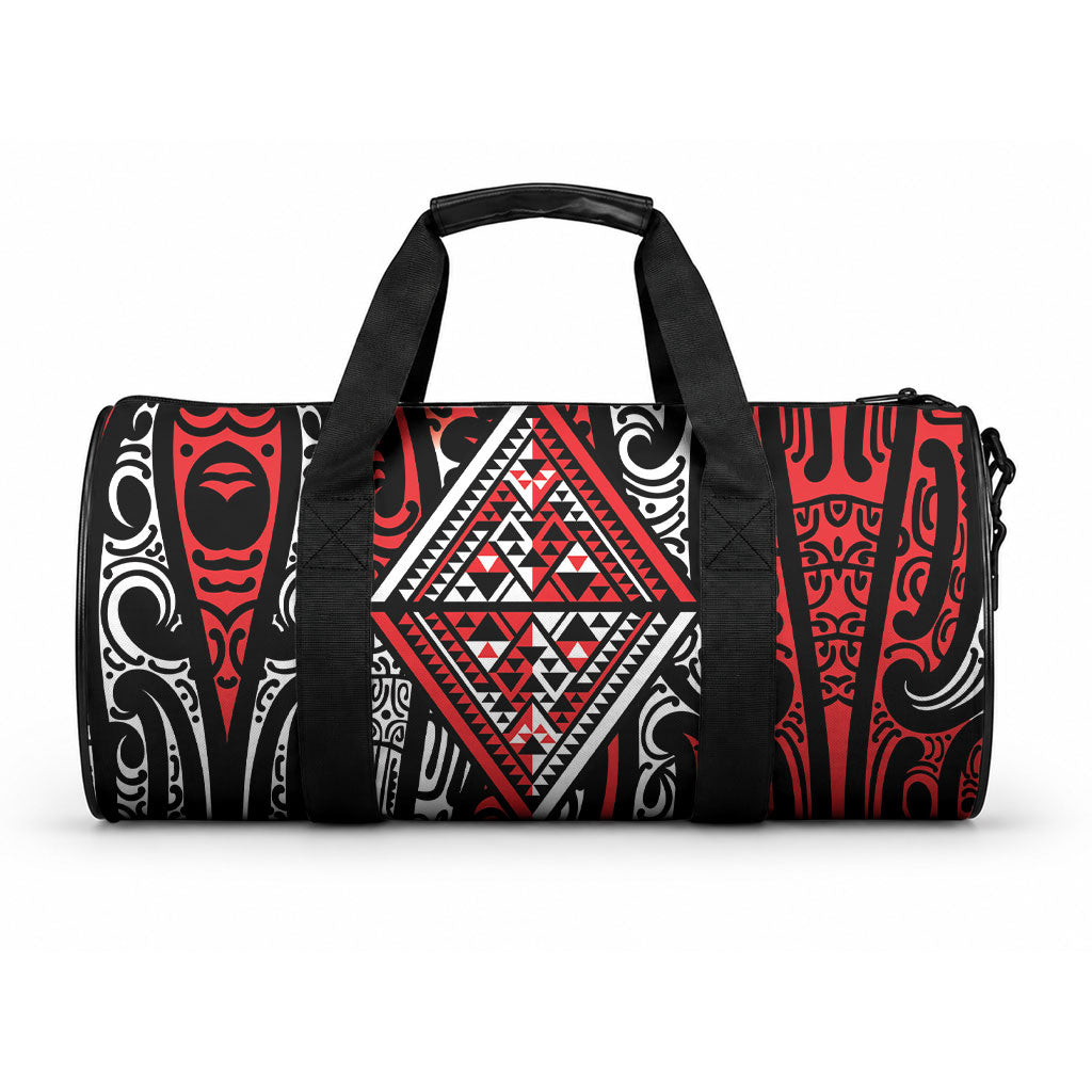 New Zealand Maori Taniko Duffle Bag Red Kowhaiwhai Puhoro LT9 One size Red - Polynesian Pride