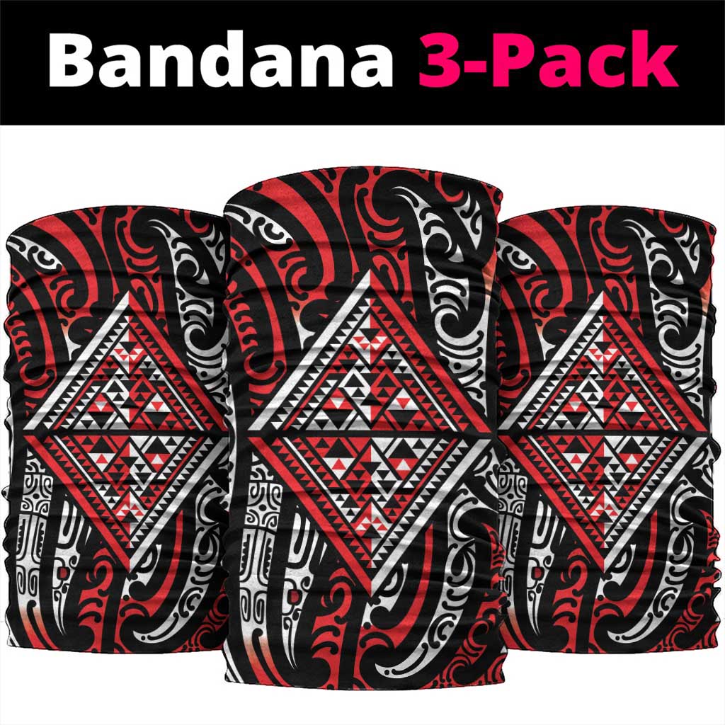 New Zealand Maori Taniko Neck Gaiter Red Kowhaiwhai Puhoro LT9 package One Size: 25*50cm Red - Polynesian Pride