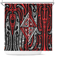 New Zealand Maori Taniko Shower Curtain Red Kowhaiwhai Puhoro LT9 Red - Polynesian Pride