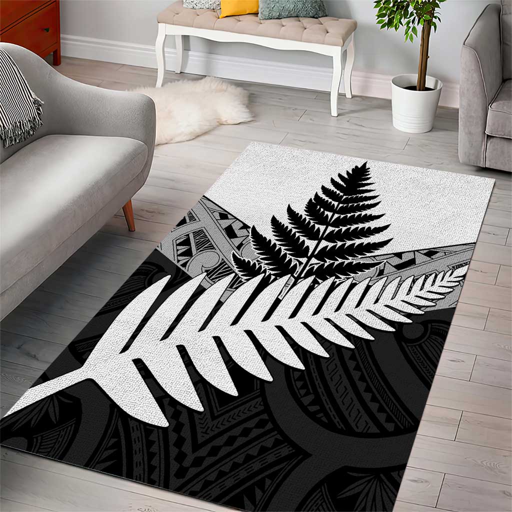 New Zealand Silver Fern Area Rug Maori Koru Mixed Taniko Pattern LT9 - Polynesian Pride