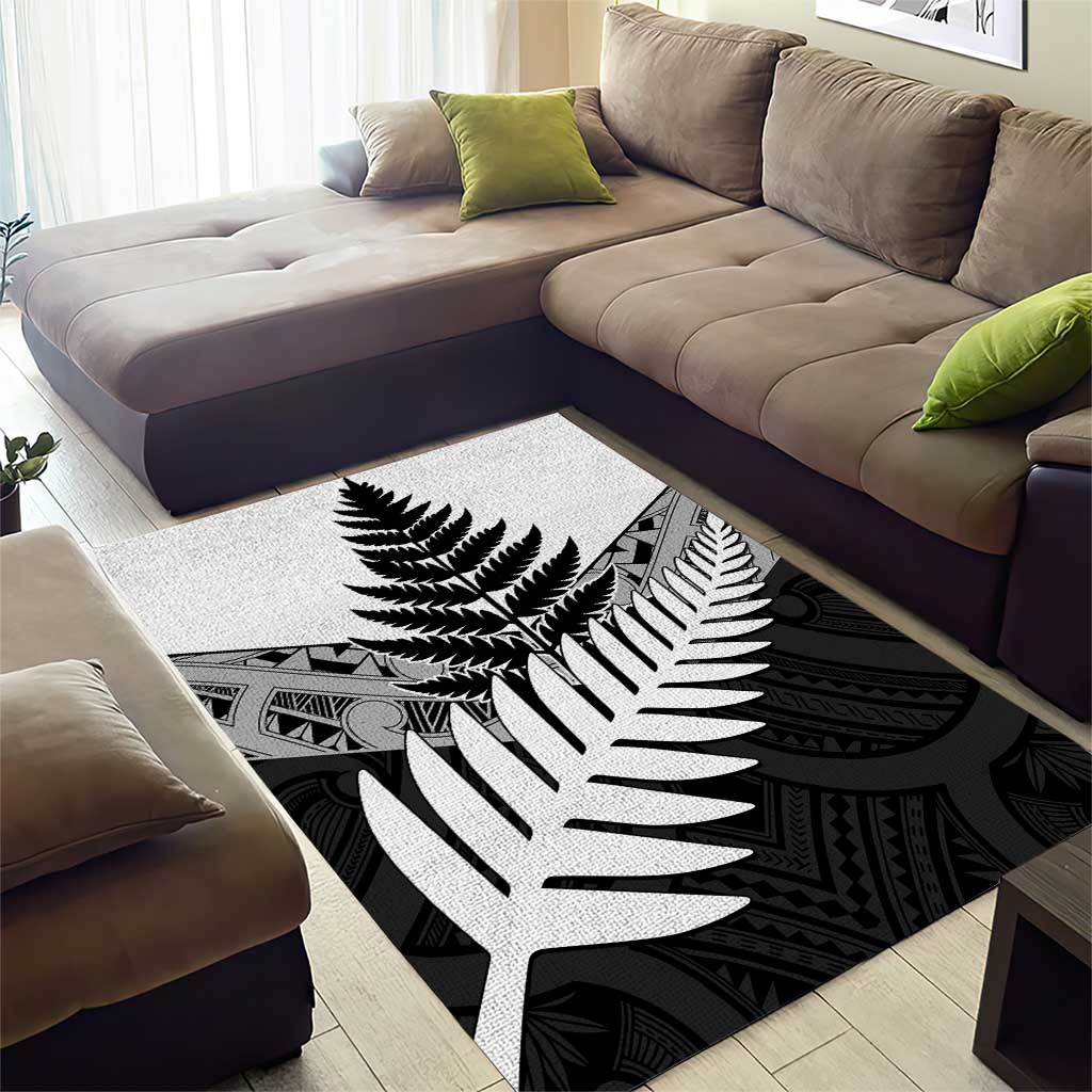 New Zealand Silver Fern Area Rug Maori Koru Mixed Taniko Pattern LT9 - Polynesian Pride