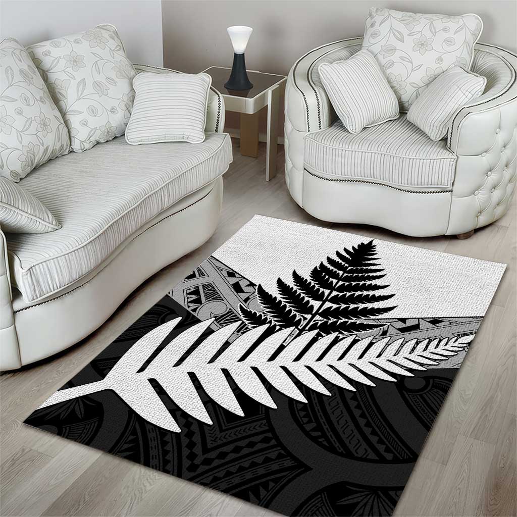 New Zealand Silver Fern Area Rug Maori Koru Mixed Taniko Pattern LT9 - Polynesian Pride