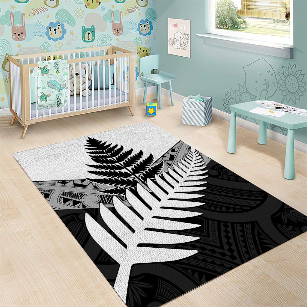 New Zealand Silver Fern Area Rug Maori Koru Mixed Taniko Pattern LT9 - Polynesian Pride