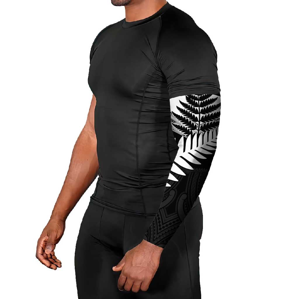 New Zealand Silver Fern Arm Sleeves Maori Koru Mixed Taniko Pattern LT9 - Polynesian Pride