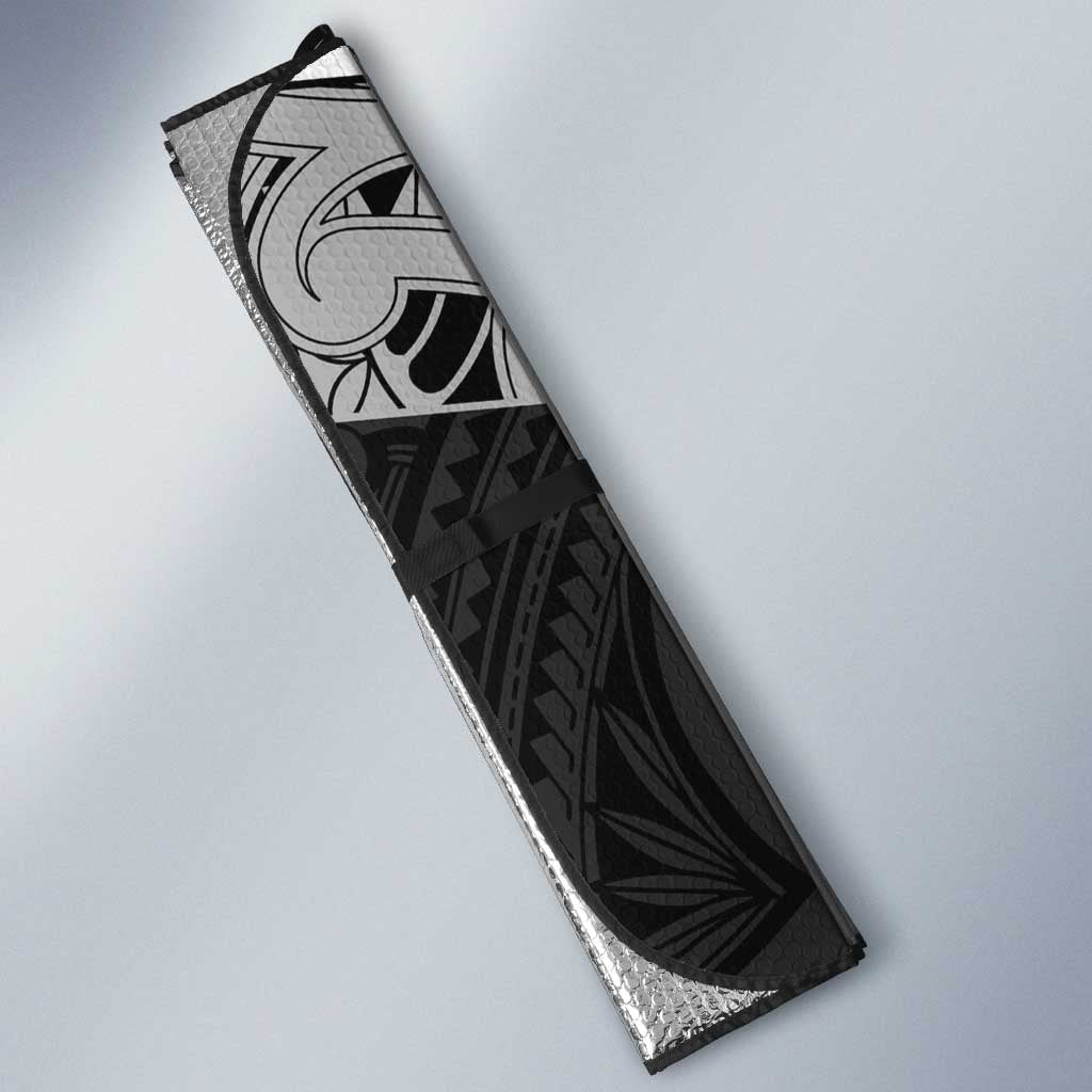 New Zealand Silver Fern Auto Sun Shade Maori Koru Mixed Taniko Pattern LT9 - Polynesian Pride