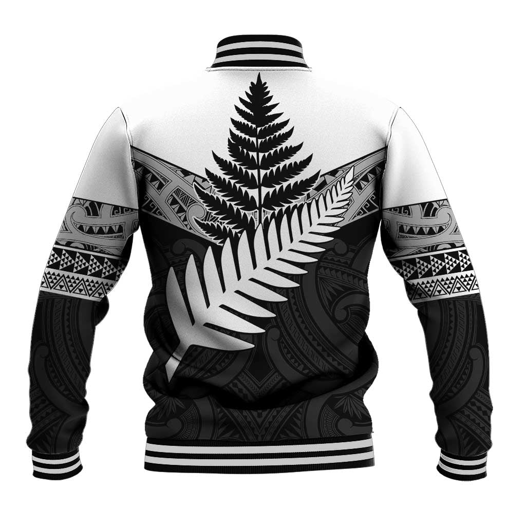 New Zealand Silver Fern Baseball Jacket Maori Koru Mixed Taniko Pattern LT9 - Polynesian Pride