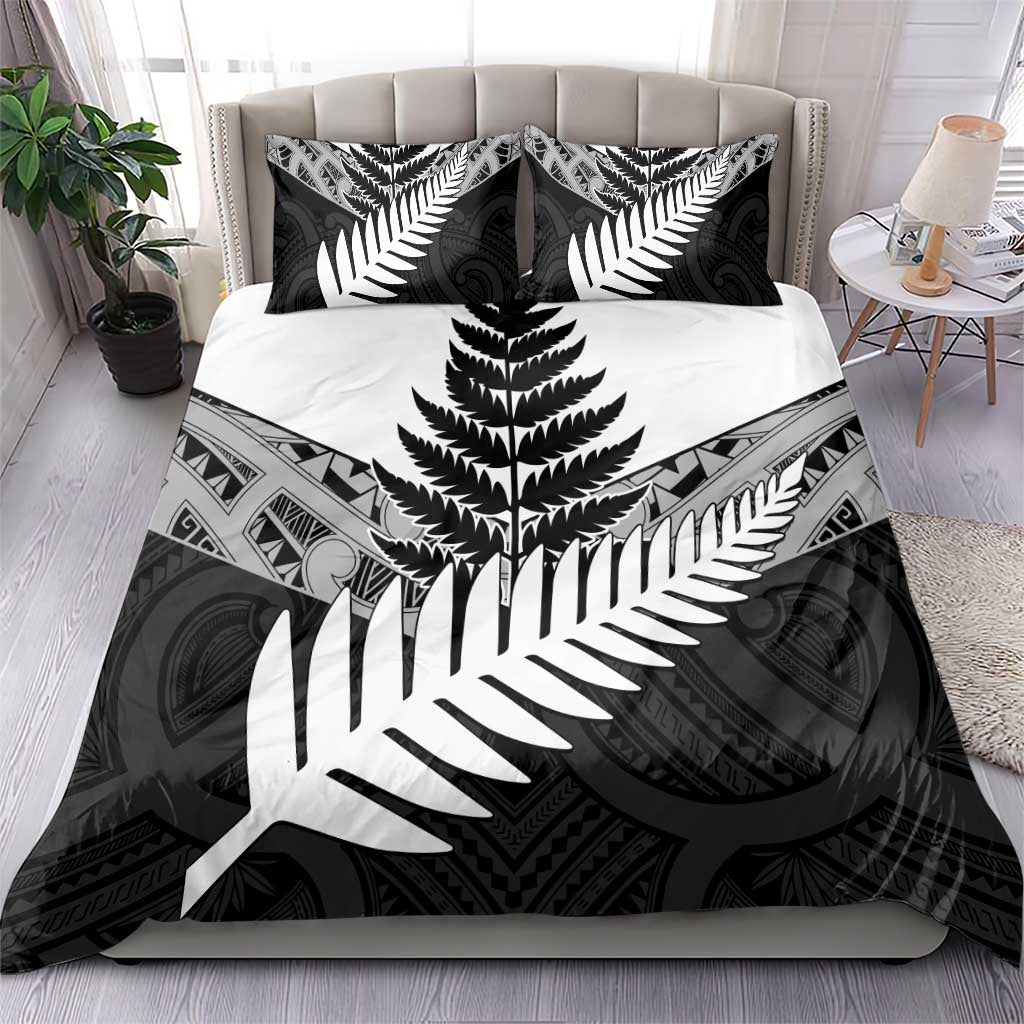 New Zealand Silver Fern Bedding Set Maori Koru Mixed Taniko Pattern LT9 - Polynesian Pride