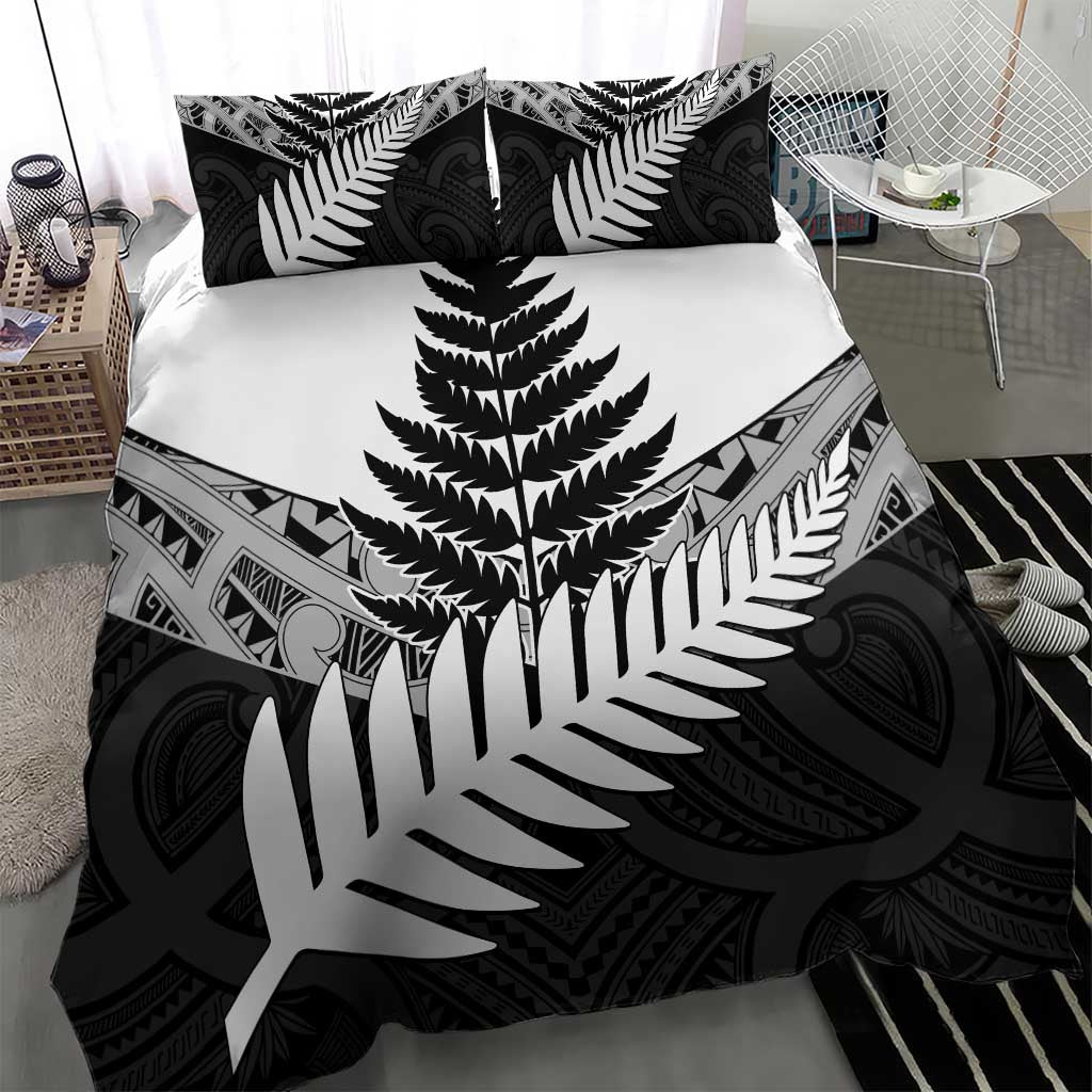 New Zealand Silver Fern Bedding Set Maori Koru Mixed Taniko Pattern LT9 - Polynesian Pride