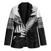 New Zealand Silver Fern Blazer Maori Koru Mixed Taniko Pattern LT9 Unisex White - Polynesian Pride
