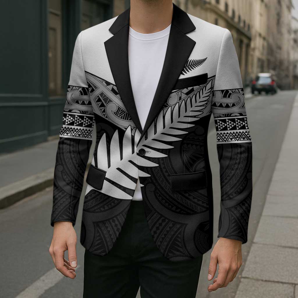 New Zealand Silver Fern Blazer Maori Koru Mixed Taniko Pattern LT9 - Polynesian Pride