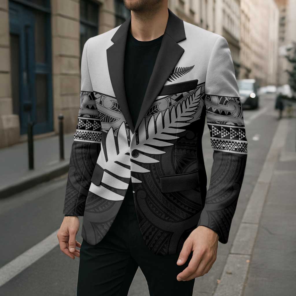 New Zealand Silver Fern Blazer Maori Koru Mixed Taniko Pattern LT9 - Polynesian Pride